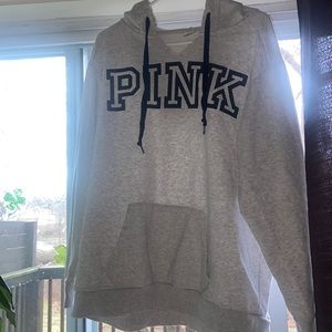 Woman’s Size Large Victoria’s Secret pink hoodie ! Gray & black !